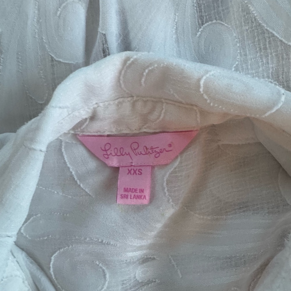 Lilly Pulitzer Sheer White Button-Down Swim cover up. - Picture 5 of 5